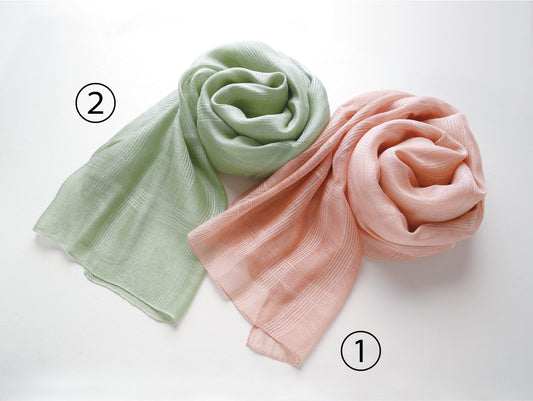 千代田のさくら染めとヨモギ染め 大判ストール